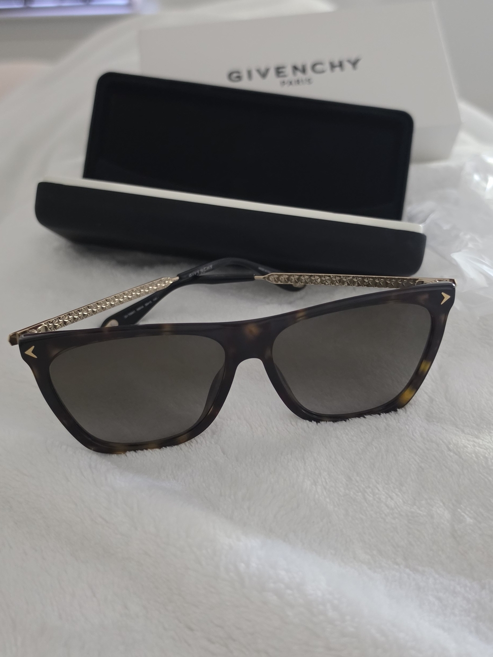 Givenchy Tortoiseshell Sunglasses with Gold Accents